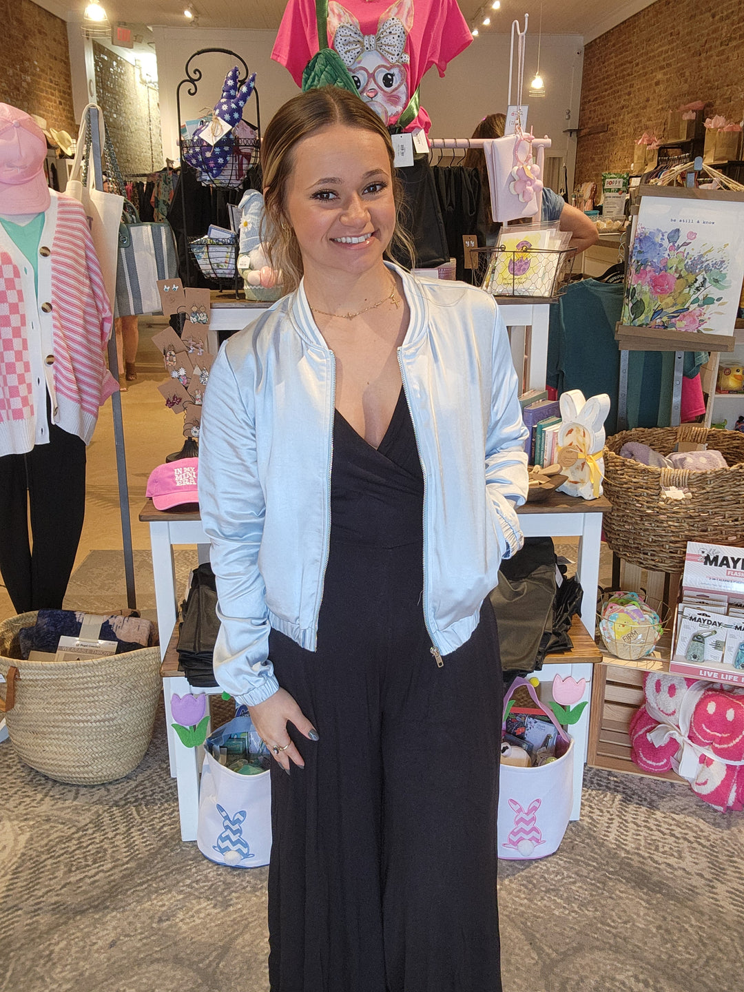 Baby Blues Satin Crop Jacket