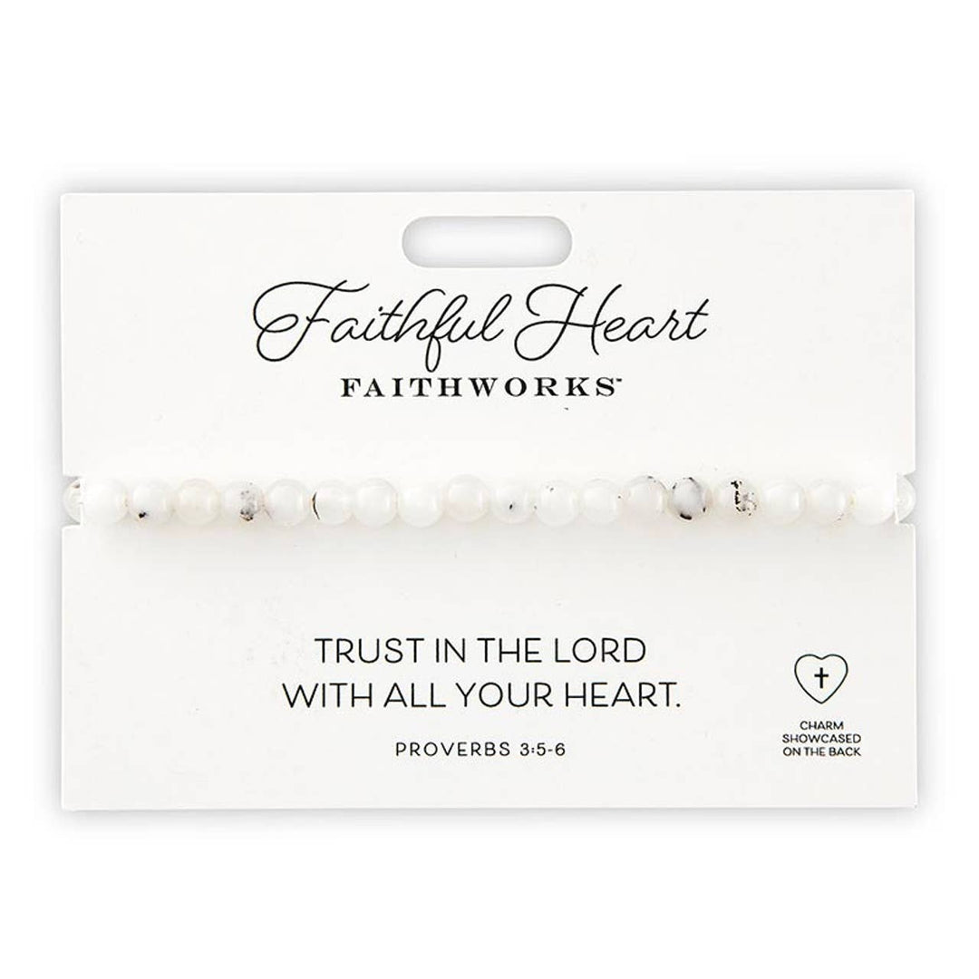 Stone Bracelet - Faithful Heart - White