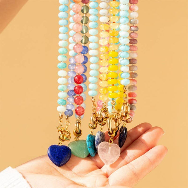 Natural Stone Semi-Precious Glass Mixed Necklace