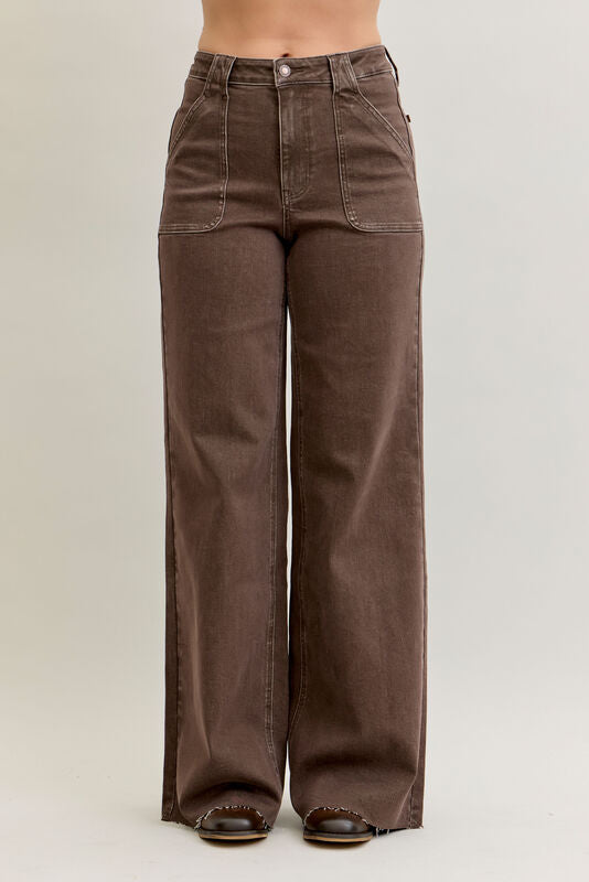 Judy Blue Brown Retro Wide Leg Jeans