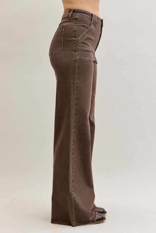 Judy Blue Brown Retro Wide Leg Jeans