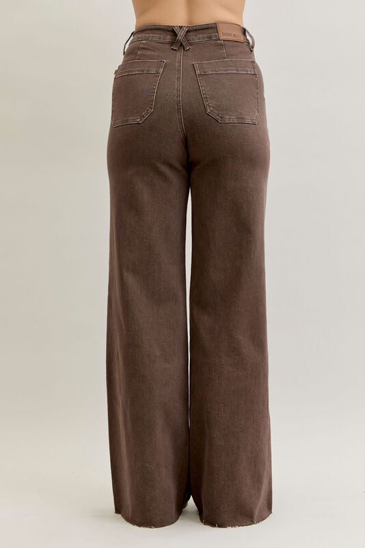 Judy Blue Brown Retro Wide Leg Jeans