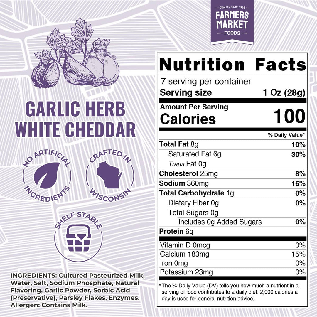 Garlic Herb White Cheddar 7oz (Shelf Stable)