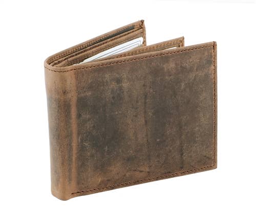RFID Hunter Leather Bi-fold Wallet W/Inner Card Flap