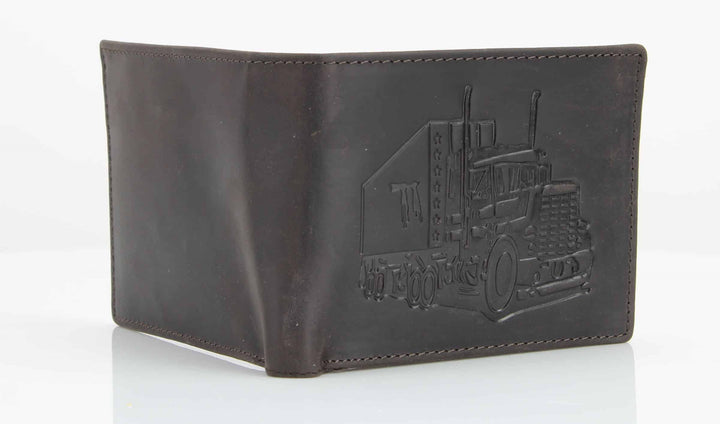 Truck Embossed Distressed Leather Bi Fold Wallet # AB 2003