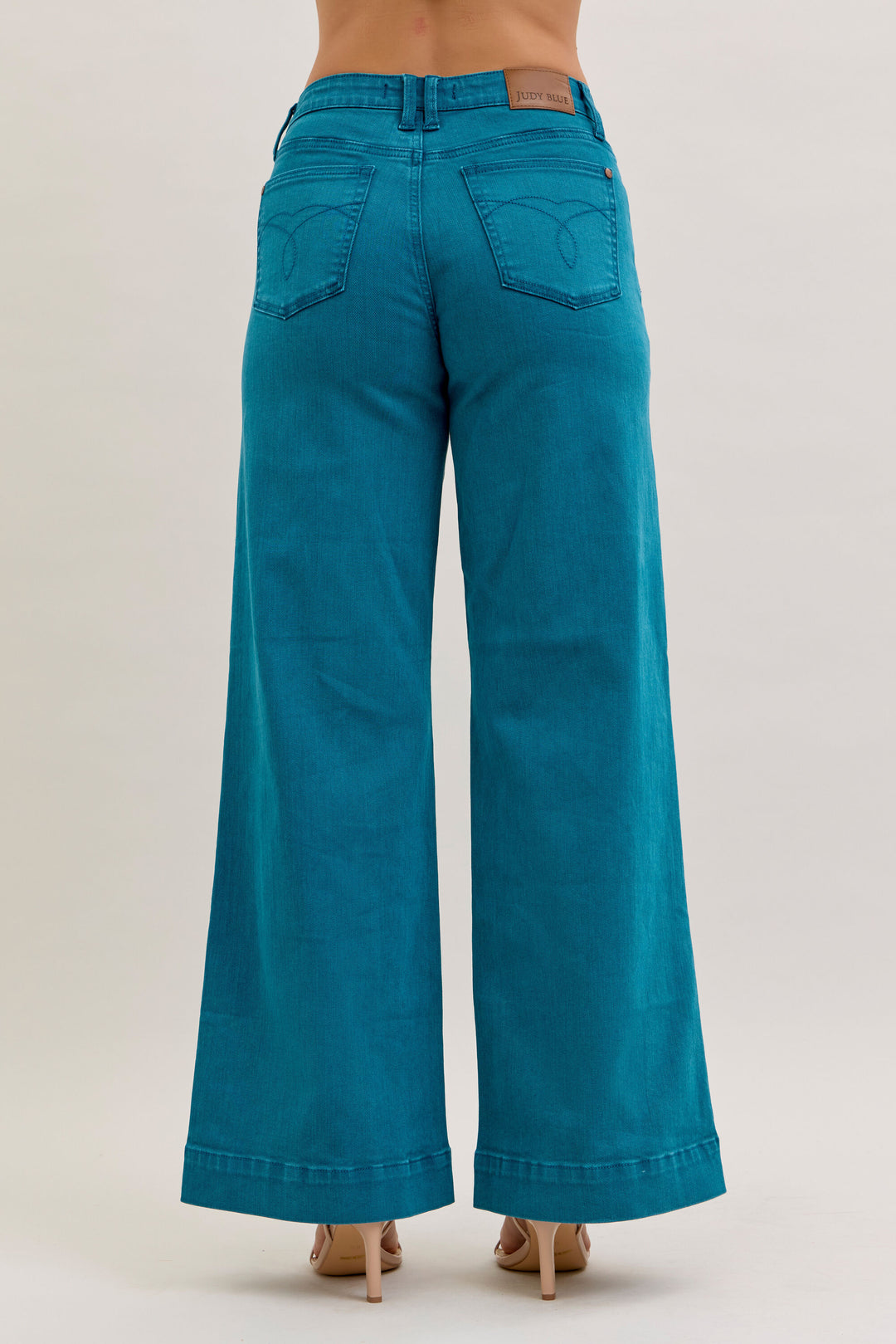 Mid Rise Teal Wide Leg Jeans