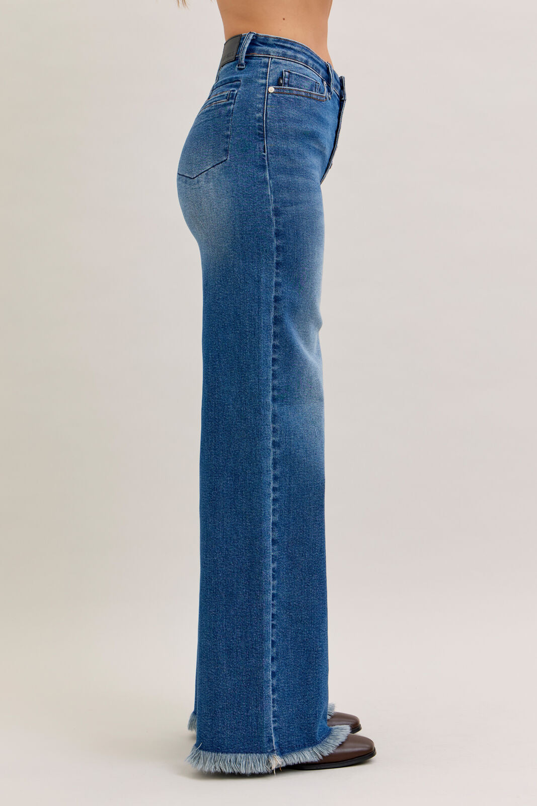 Judy Blue Hi Waist Button Fly Welt Pocket Straight