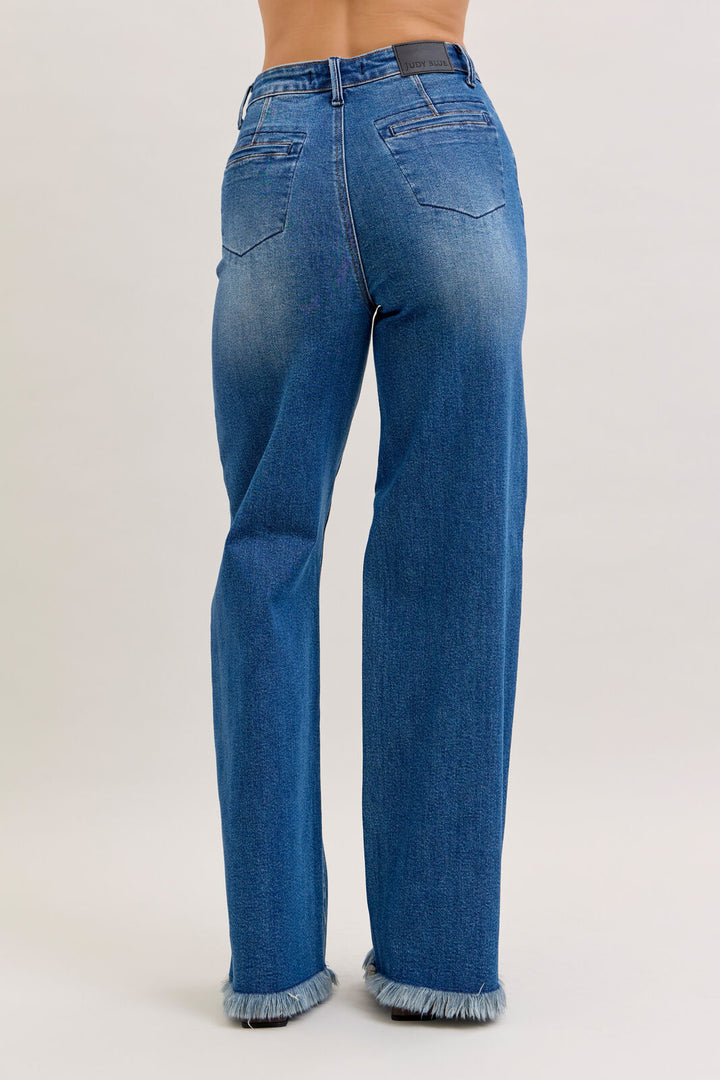 Judy Blue Hi Waist Button Fly Welt Pocket Straight