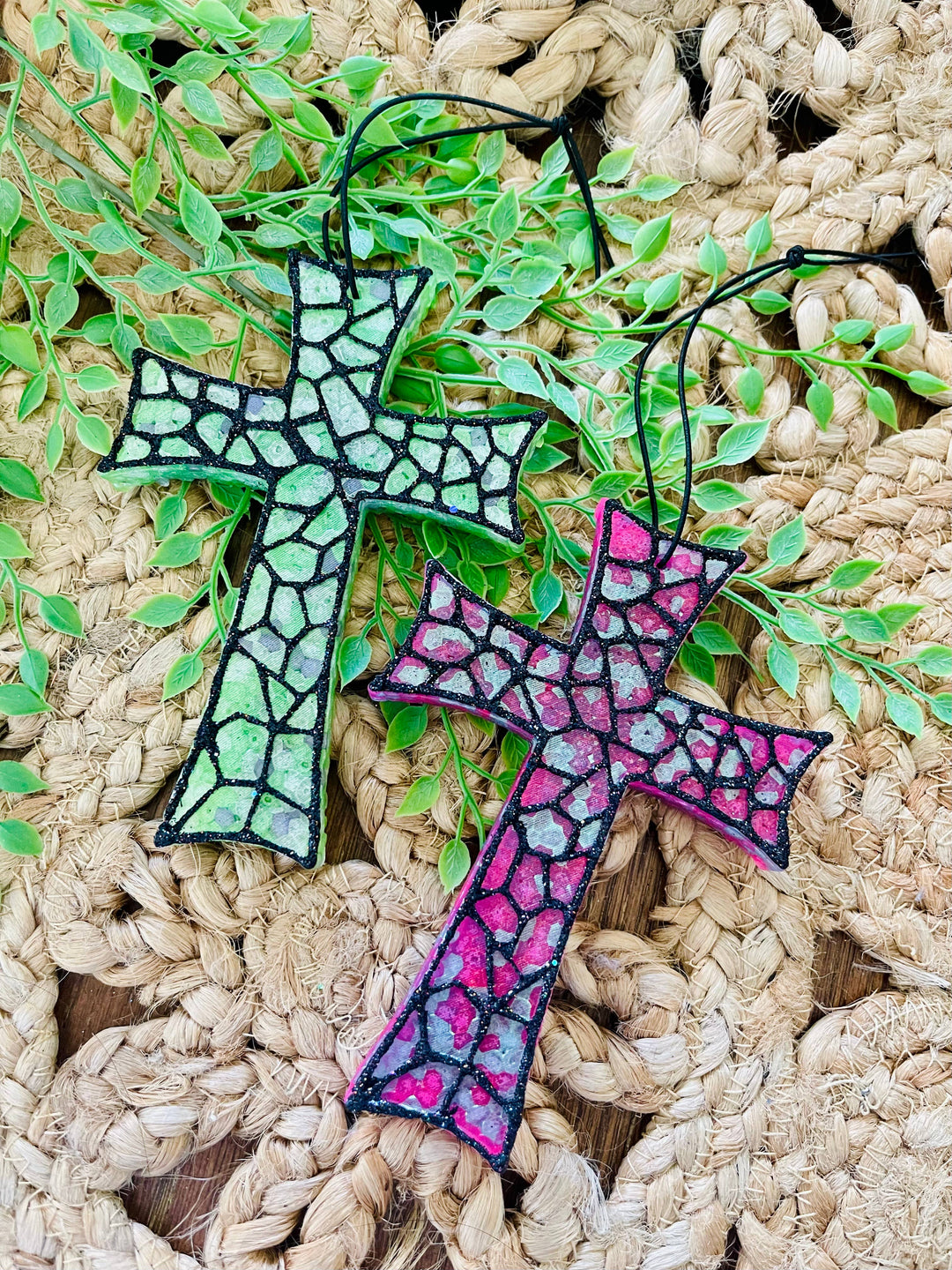 Stained Glass Cross Car Freshie 