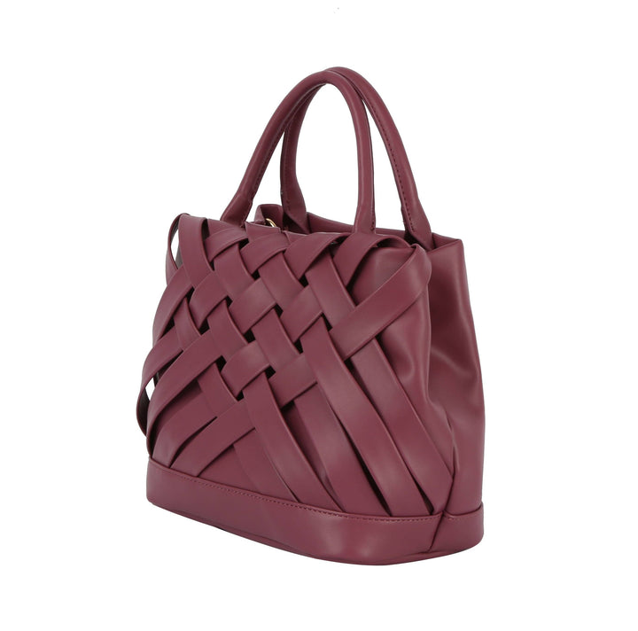 Woven detailed top handle small tote bag