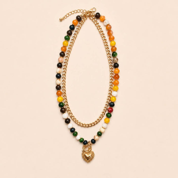 Multi Layer Pendant Resin Beaded Necklaces