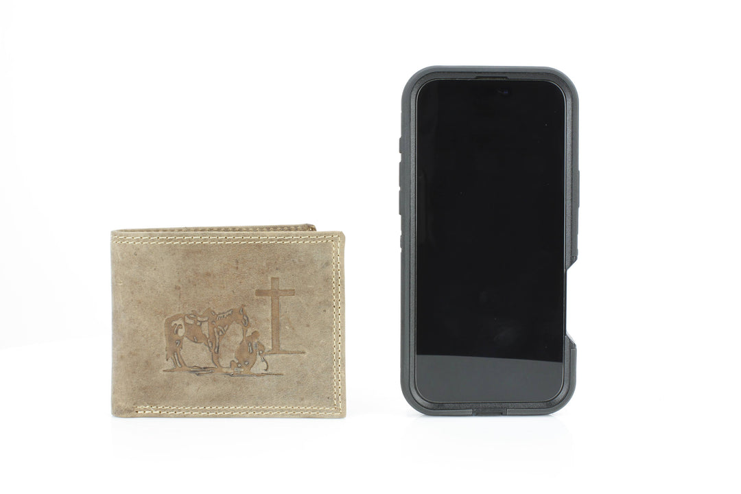 Men’s Bi-Fold Wallet with Praying Cowboy Emboss ABMWVT 02