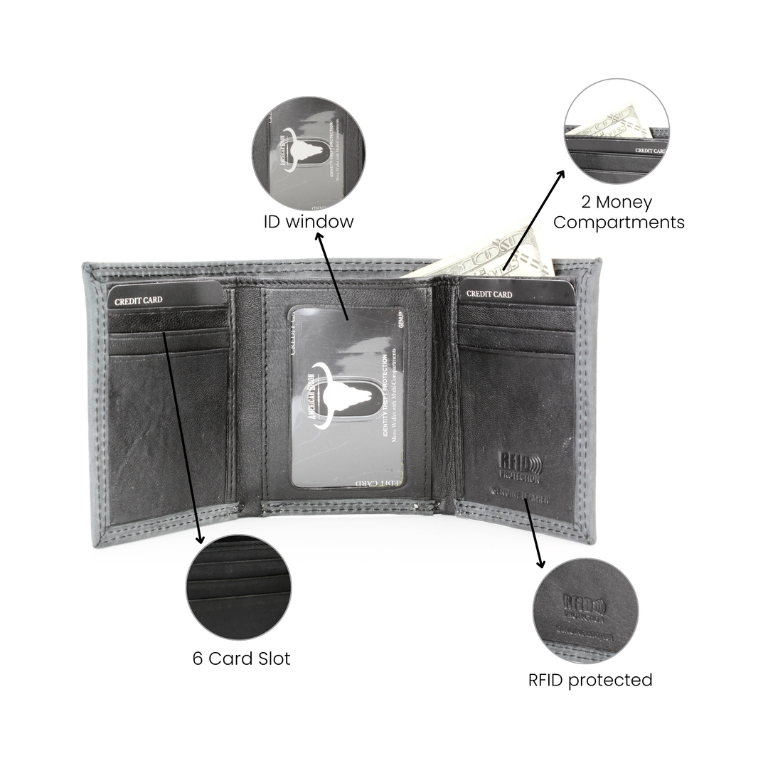 Men’s Tri-Fold Wallet with Cowboy Emboss ABMWVT 04