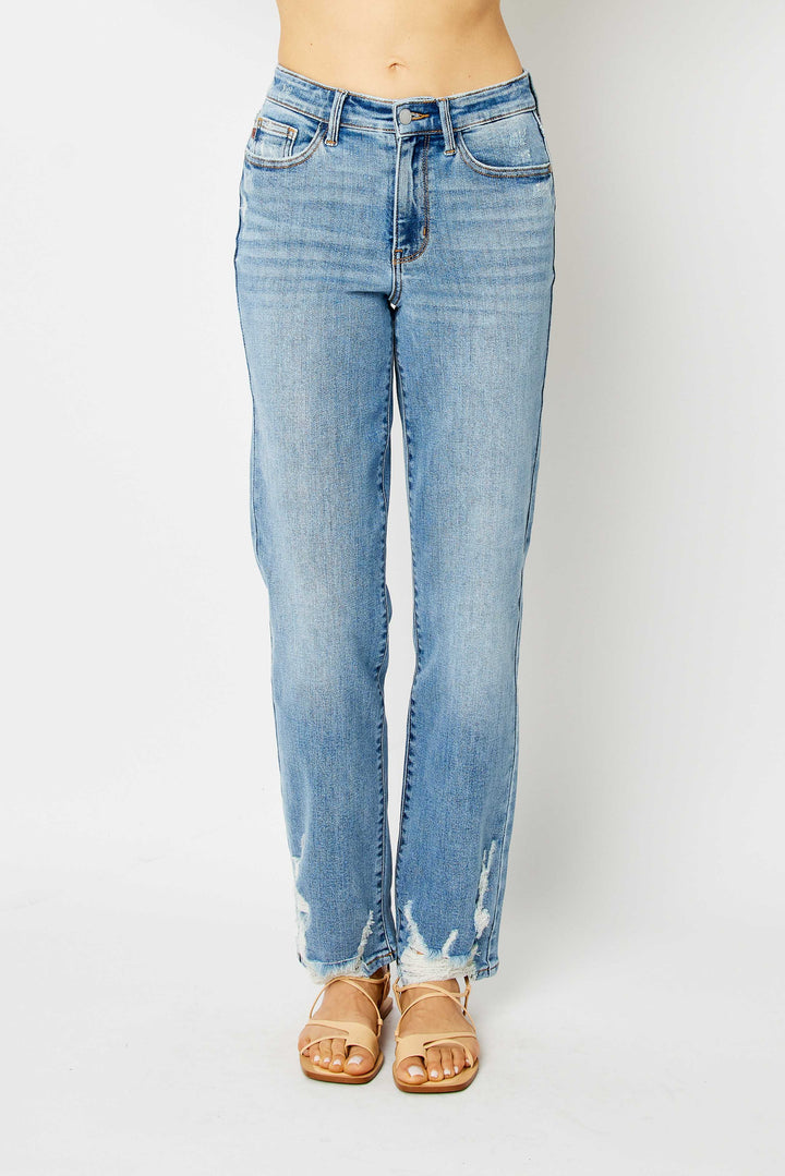 Judy Blue High Rise Straight Destroy Hem