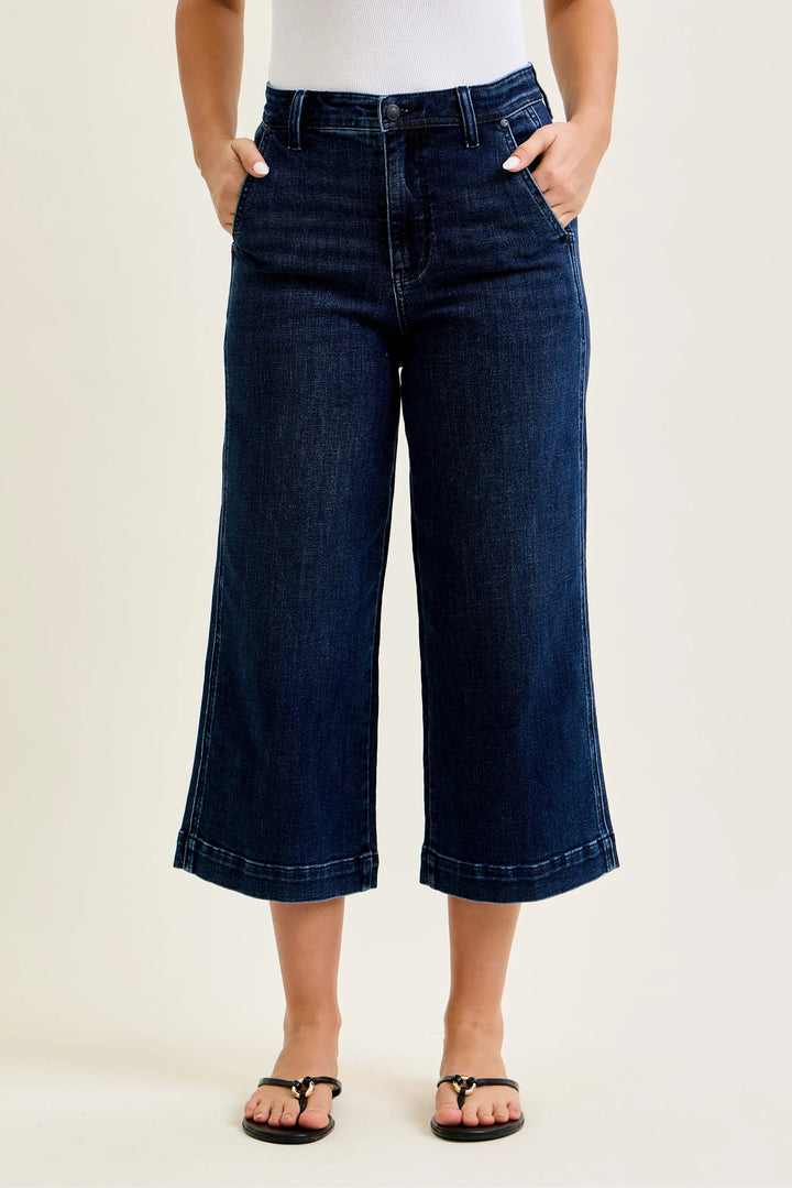 Judy Blue Ankle Dark Trouser Wide Leg