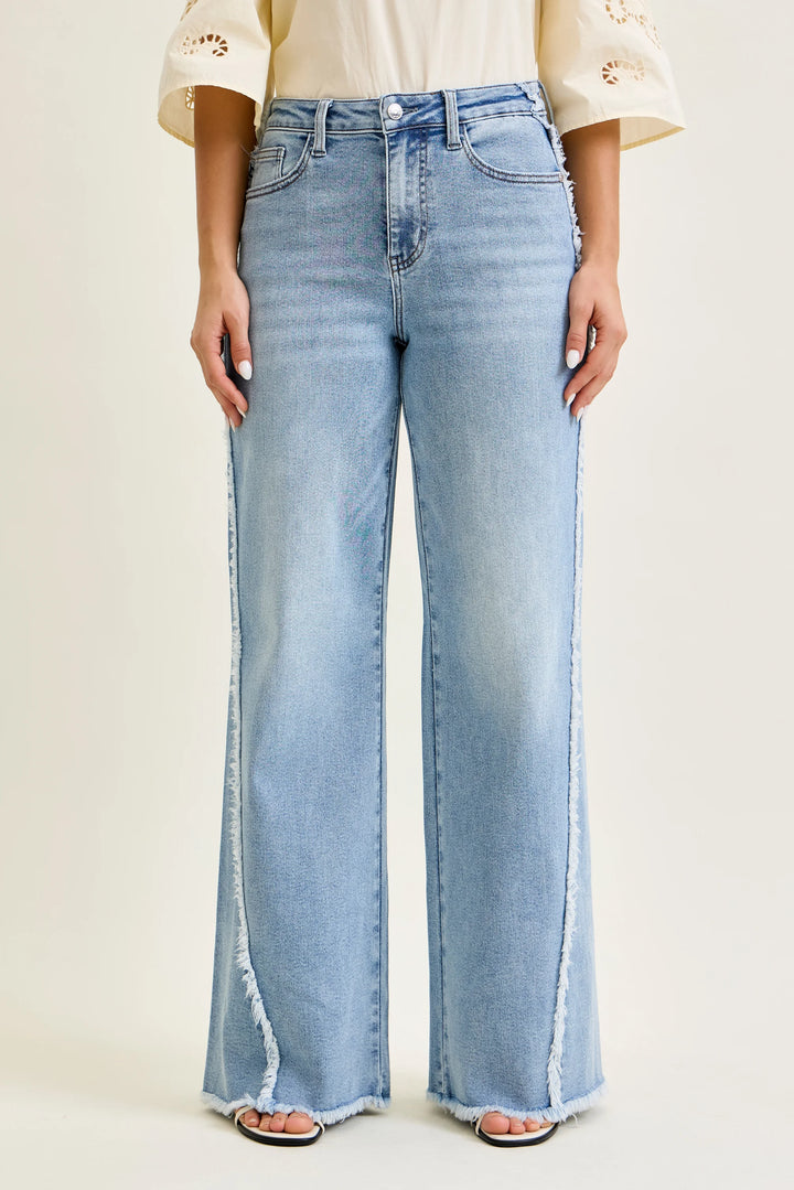 Judy Blue Retro Wide Raw Twist Outseam Jeans