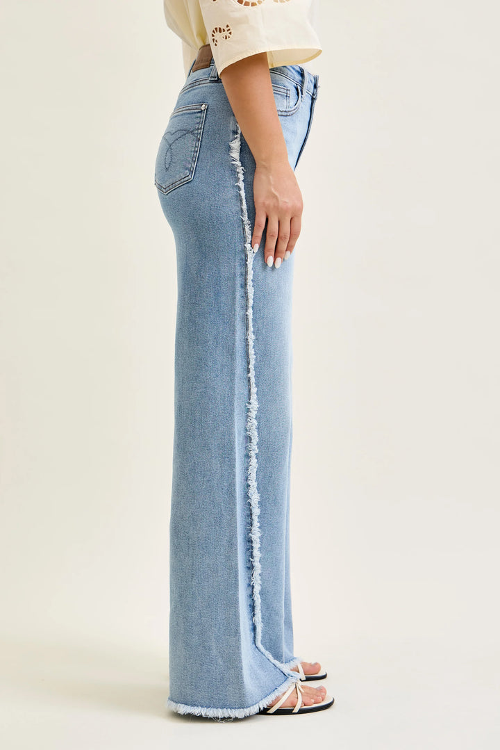 Judy Blue Retro Wide Raw Twist Outseam Jeans