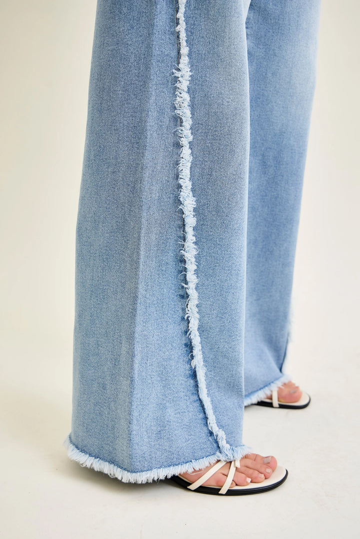 Judy Blue Retro Wide Raw Twist Outseam Jeans