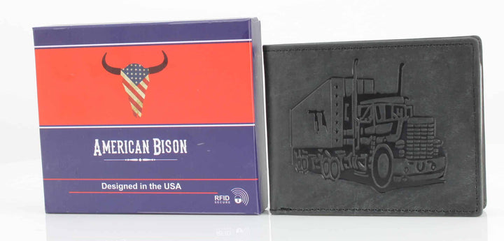 Truck Embossed Distressed Leather Bi Fold Wallet # AB 2003