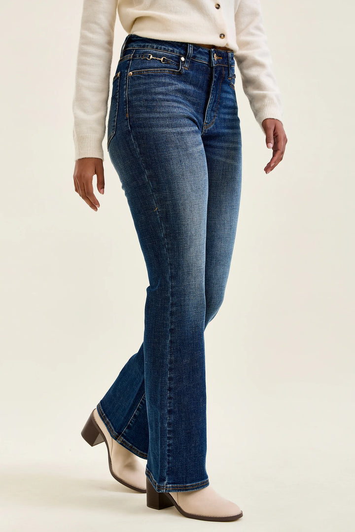 Judy Blue Mid Rise Boot w/ Harness Trim Jeans