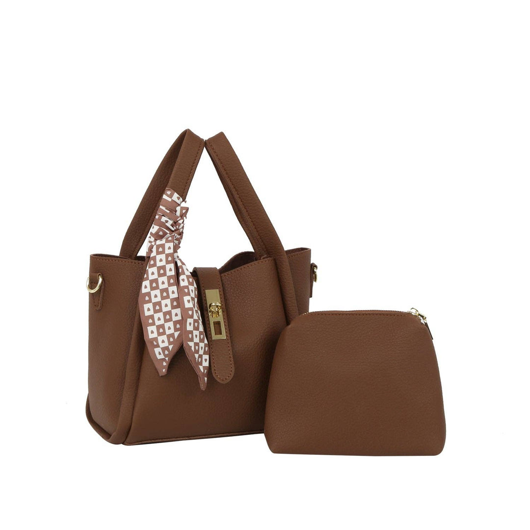 Checkered Scarf Accent Lock Mini Tote