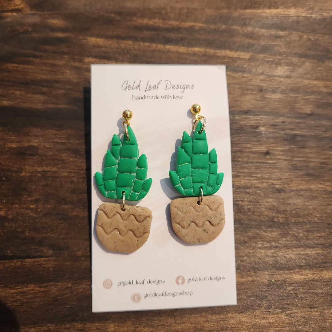 Green Plant Earrings