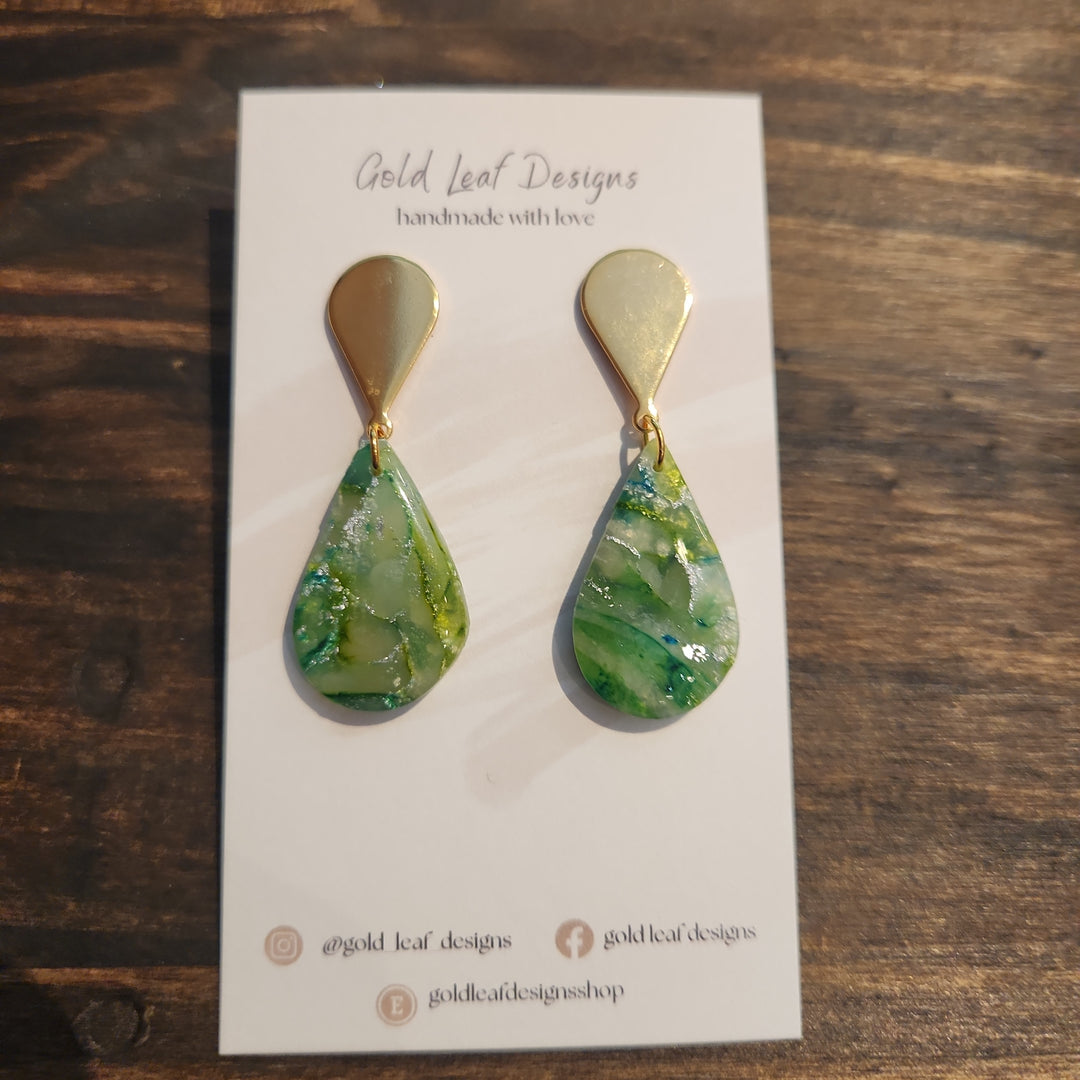 Green Marble Earrings