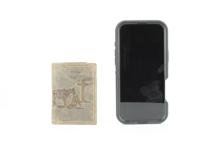 Men’s Tri-Fold Wallet with Cowboy Emboss ABMWVT 04