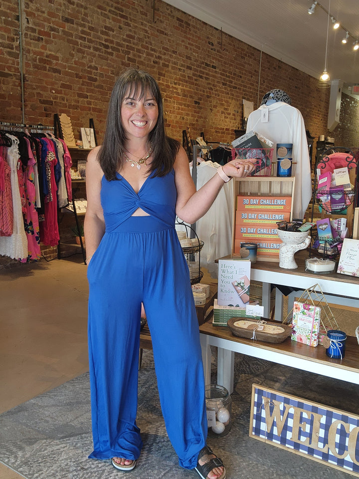 L, XL, 2XL Blue Bombshell Jumpsuit FINAL SALE