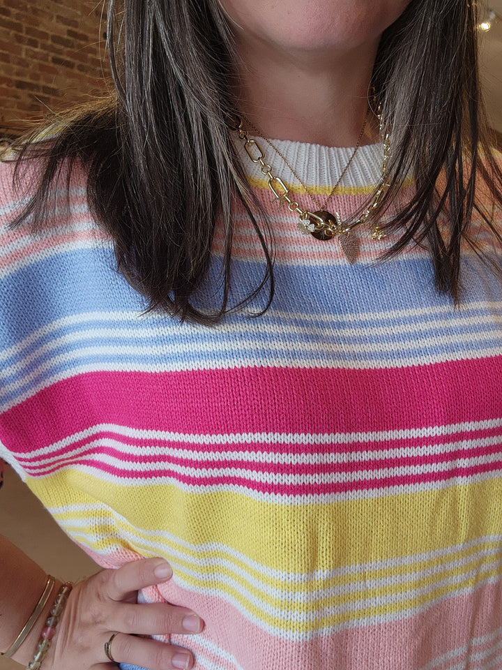 2X & 3X Candy Stripe Knit Top FINAL SALE