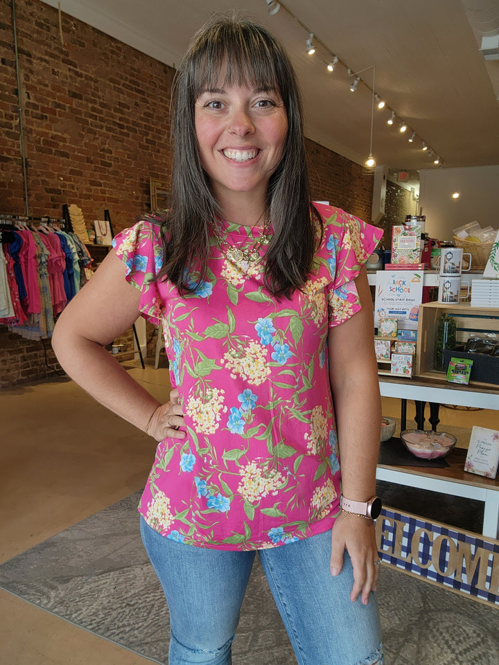 Fuchsia Floral Slinky Top