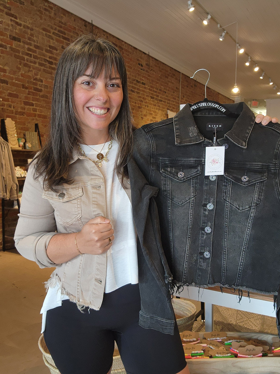 Distressed Taupe Denim Jacket