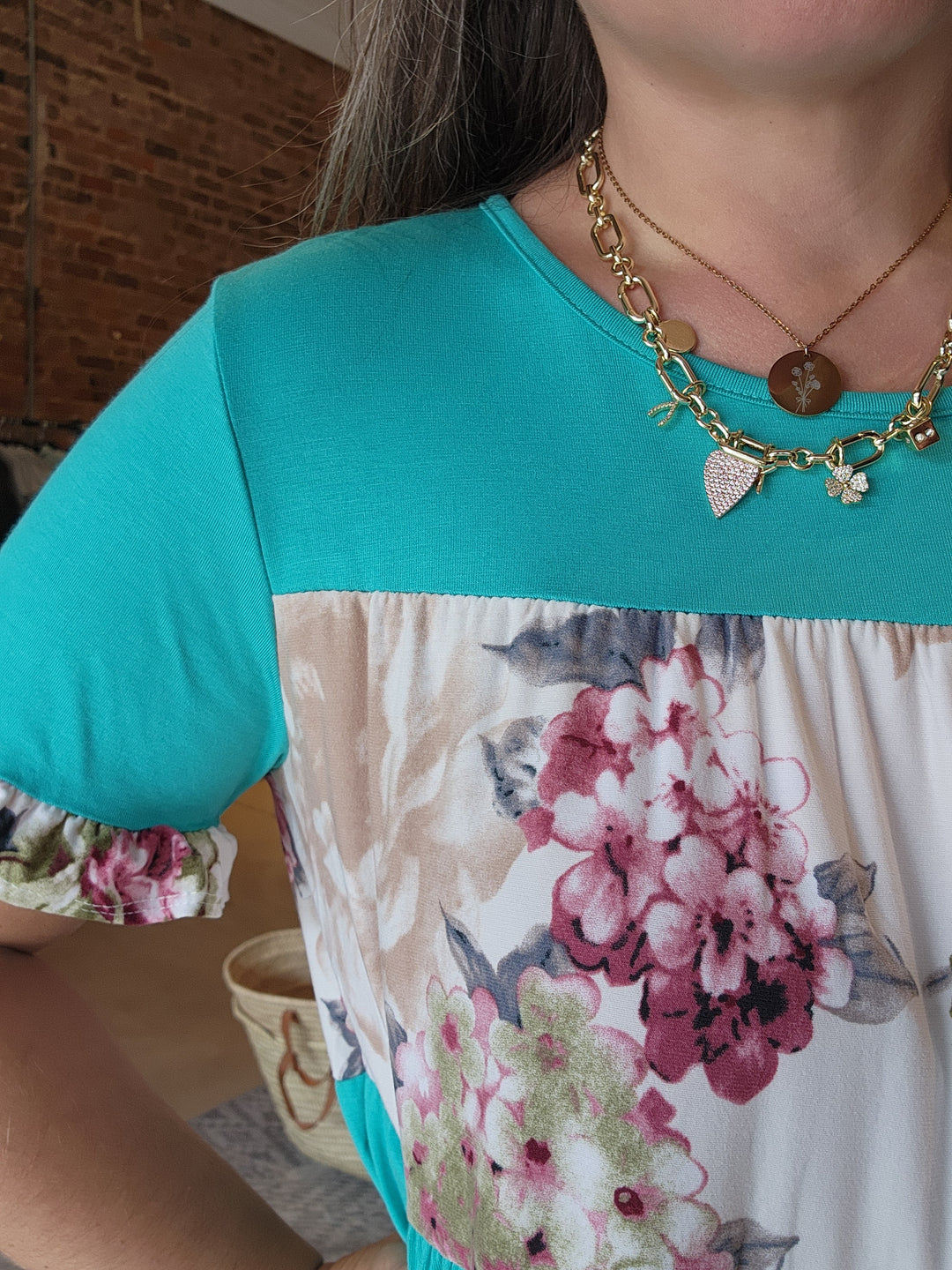 Mint Floral Tiered Top