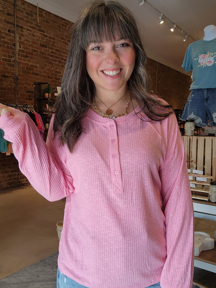 Pink Henley Top