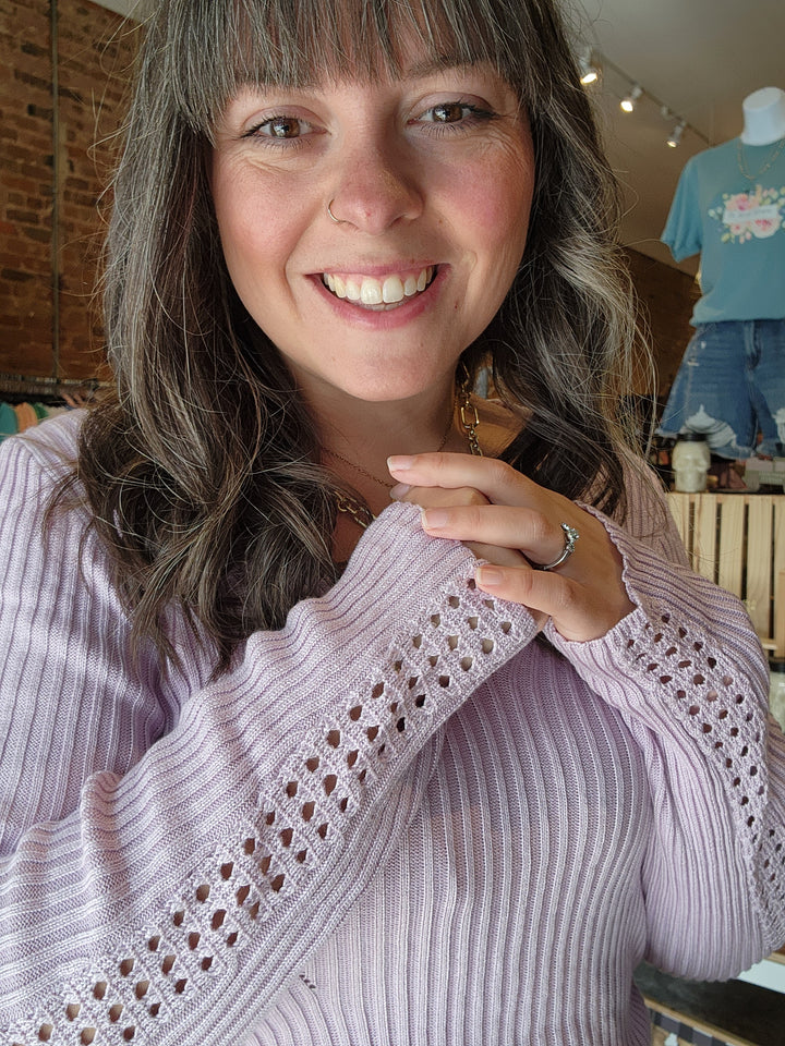 Lavender V Neck Sweater