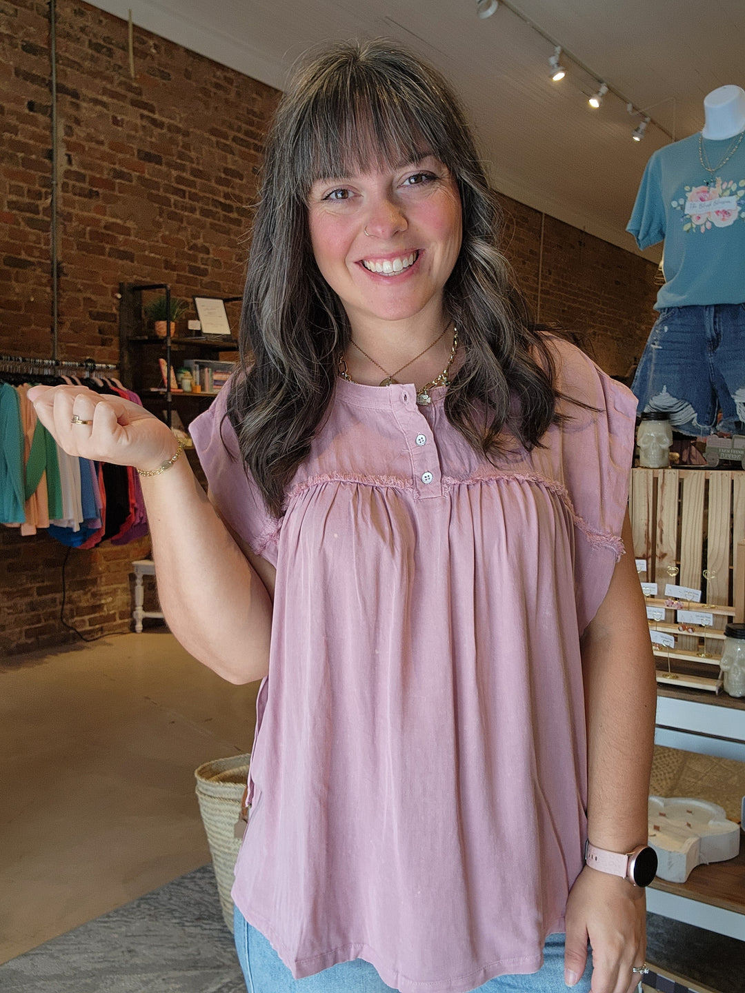 Stone Washed Tunic Tie Top