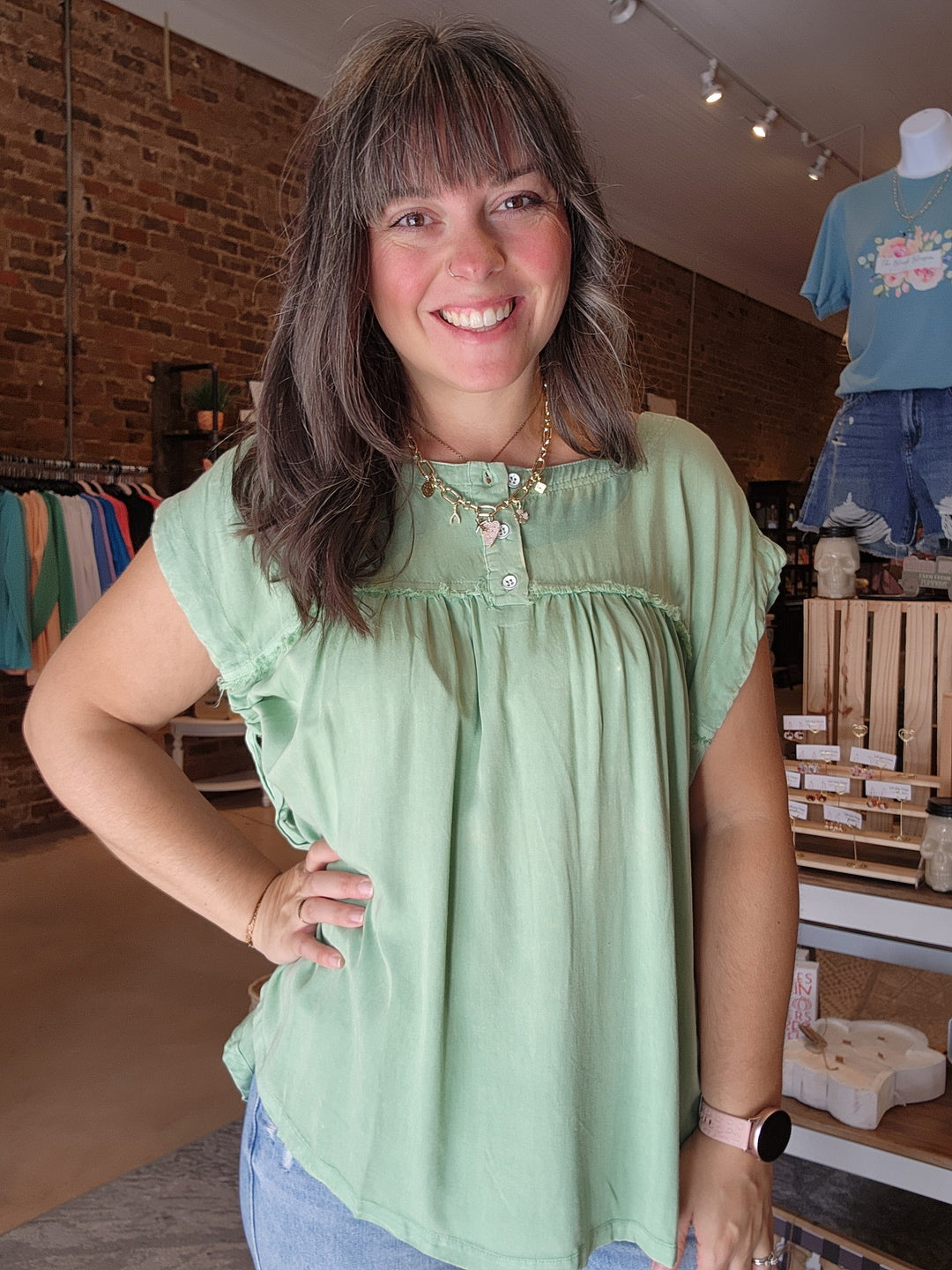 Stone Washed Tunic Tie Top