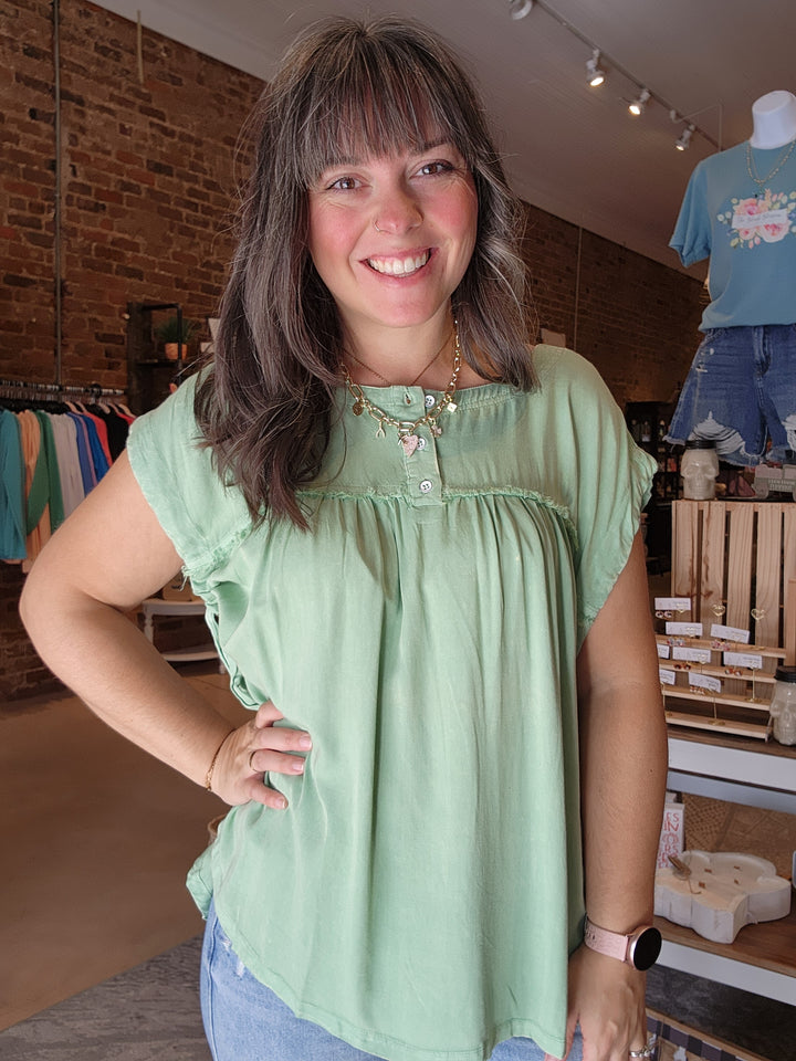 Stone Washed Tunic Tie Top