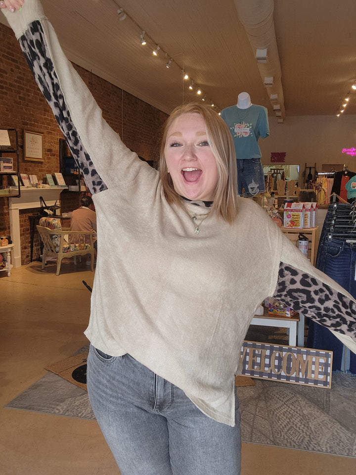 Tan Leopard Knit Top