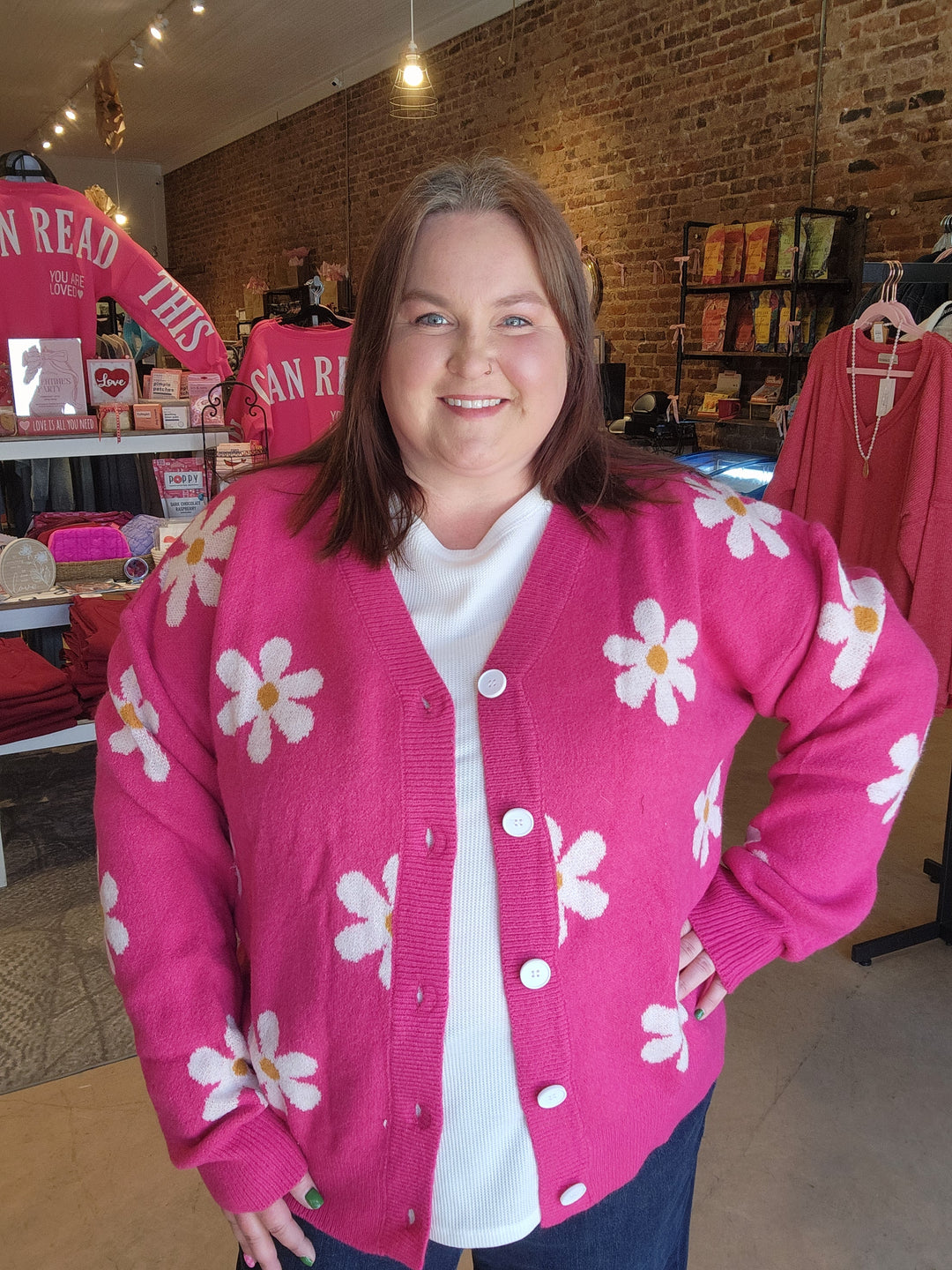 Pink Daisy Cardigan