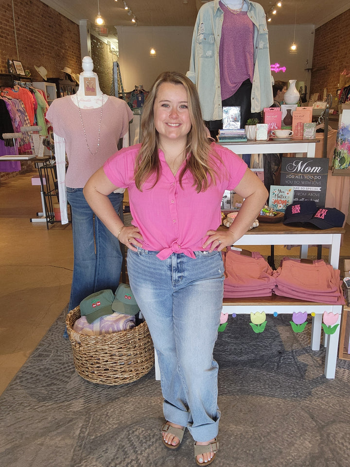 Pink Woven Top