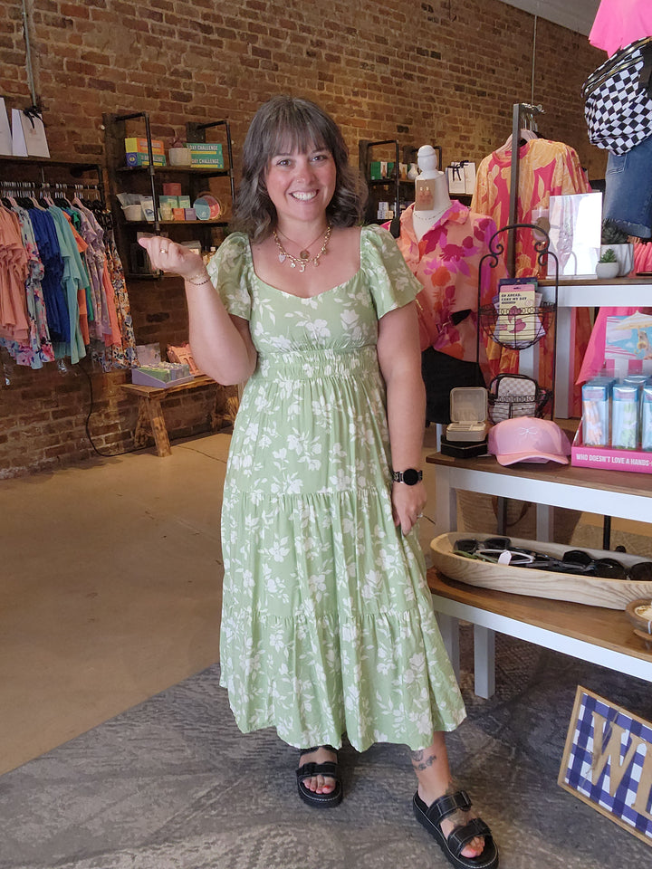 Floral Flounce Midi Dress
