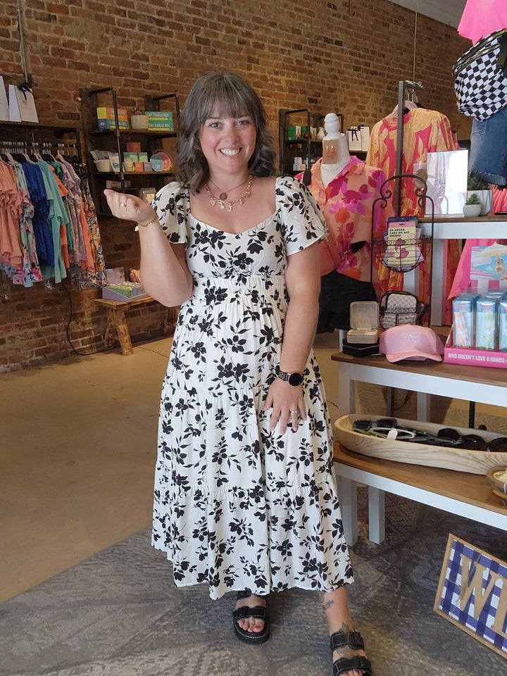 Floral Flounce Midi Dress