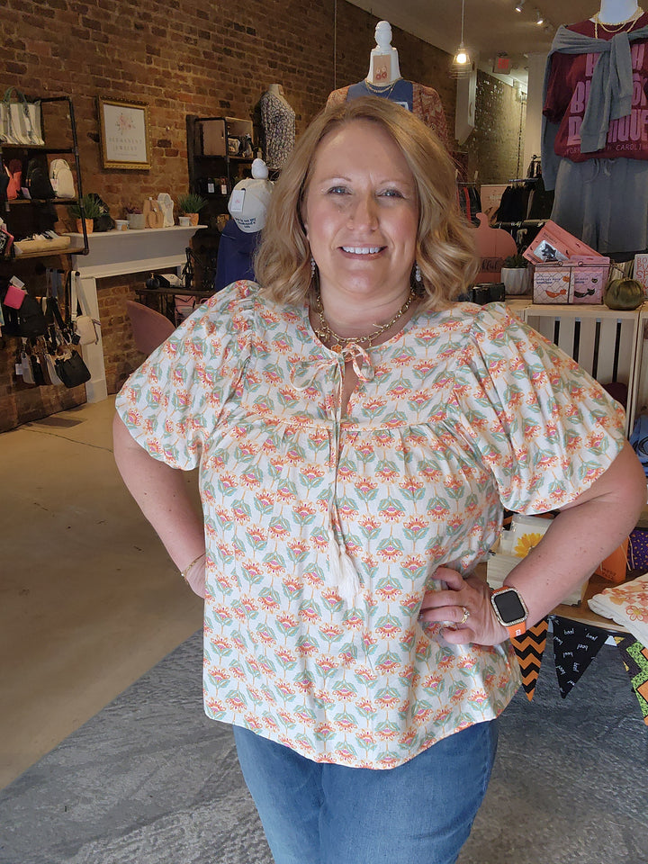 Short Sleeve V Neck Blouse