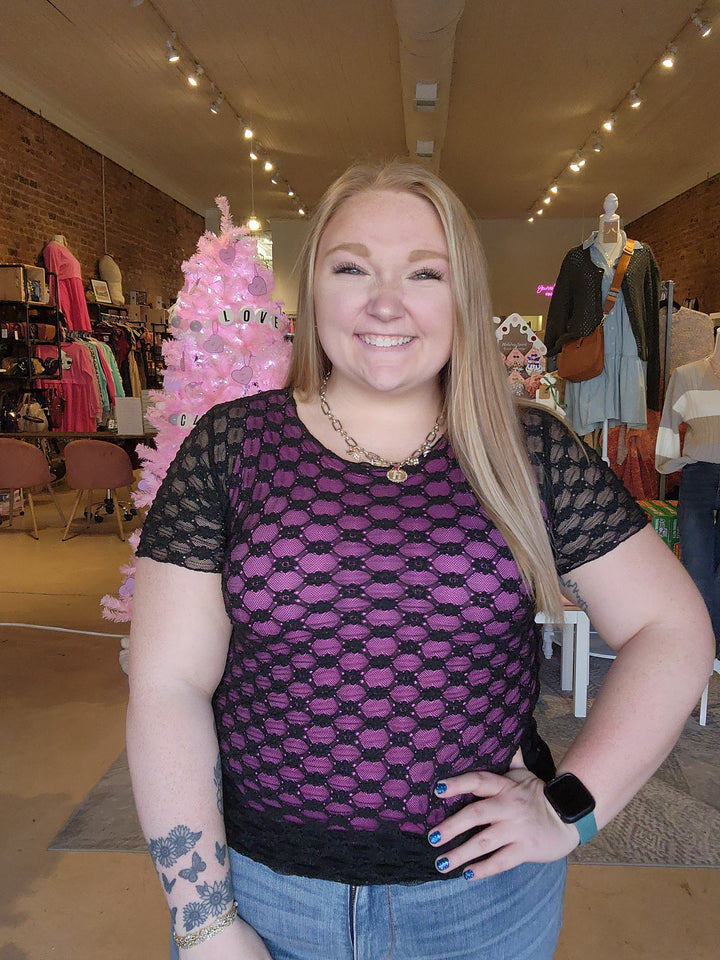 3X Daisy Mesh Top FINAL SALE