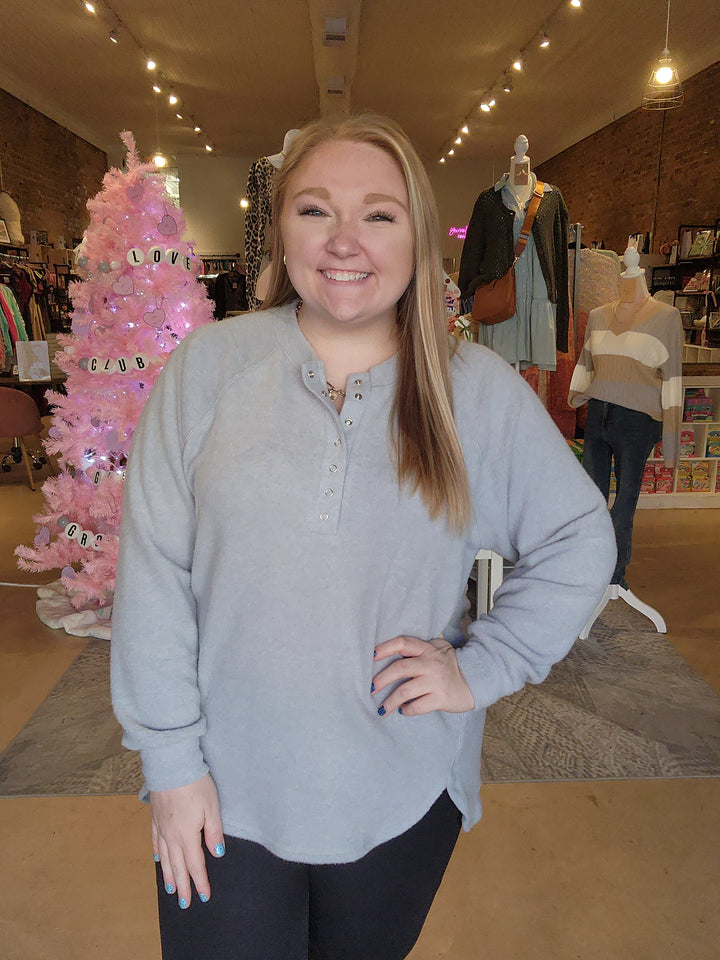 Quarter Button Cozy Top