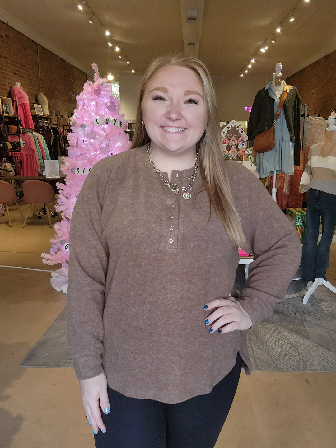 Quarter Button Cozy Top