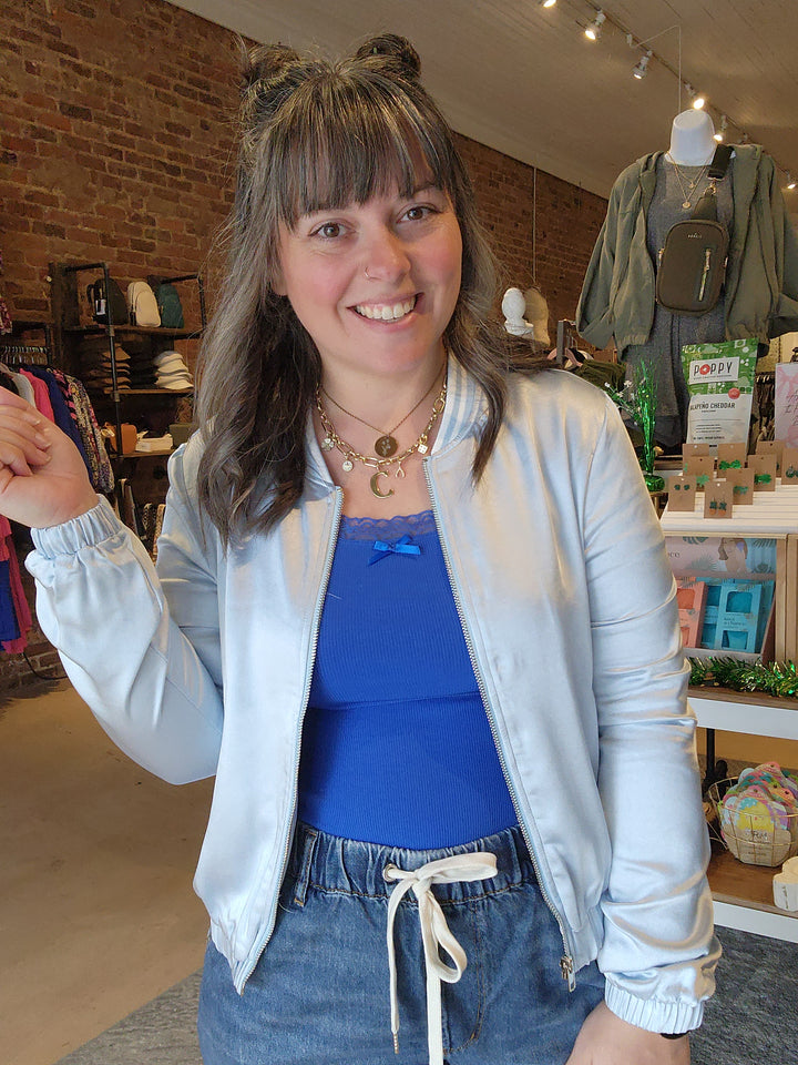 S & L Baby Blues Satin Crop Jacket FINAL SALE