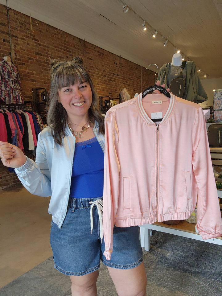 Size S Peachy Pink Satin Jacket FINAL SALE