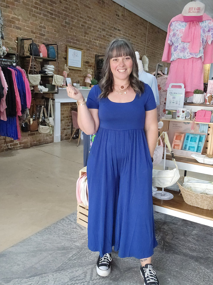 Light Navy Cropped Romper